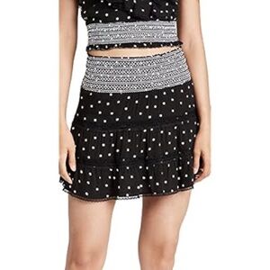 Alice + Olivia Mini Skirt Annabeth Polka Dot Smocked Panel Large